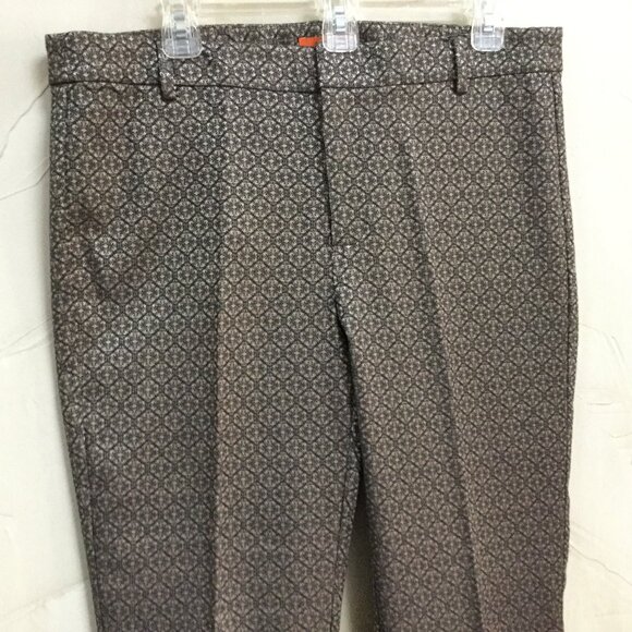 Joe Fresh Women Size 12 Ankle Pants Slacks Tan Gray Brocade Inseam 28 Slim Leg - Picture 9 of 10